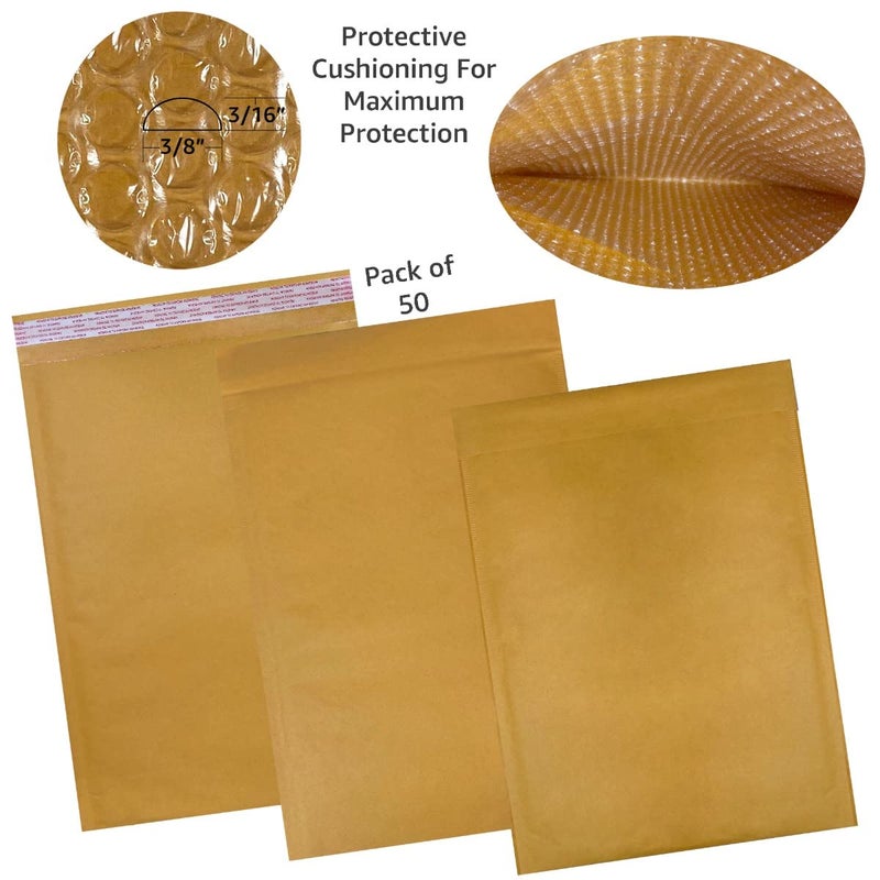 StarBoxes 50 Kraft Bubble Mailers 12.5x19" - #6 Self-Sealing Padded Envelopes Bags (KBM612519050) - Image 3